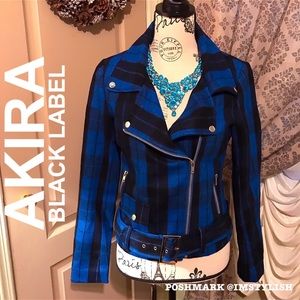 🆕 SALE! AKIRA Black Label Checkmate Moto Jacket